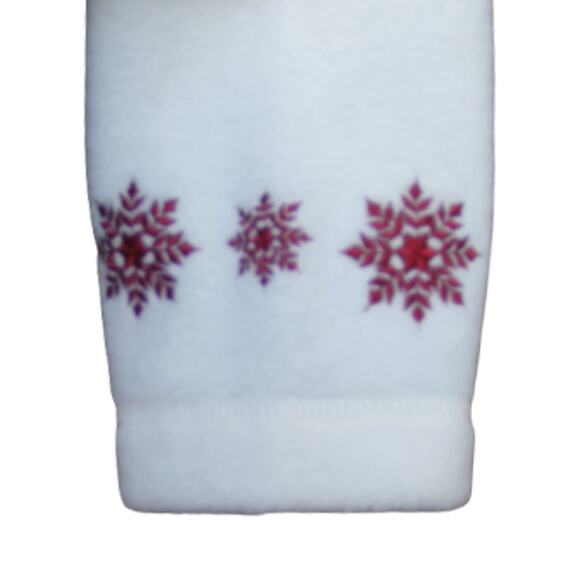 Croft & Barrow Women's Fleece Top Size Medium Cream Red Long Sleeves Snow Flakes - Picture 4 of 9